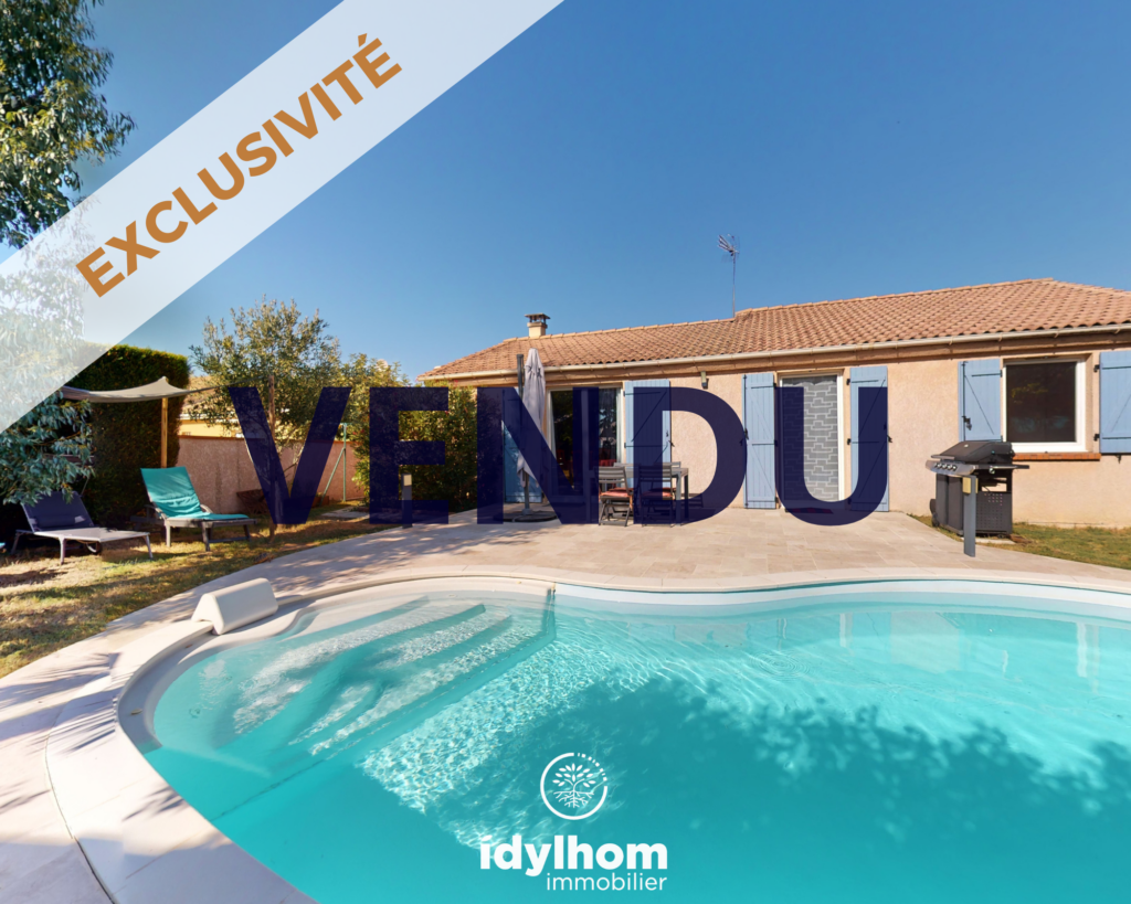 FIDJI : Maison de plain-pied avec 3 chambres, garage et piscine, à Montastruc-la-Conseillère