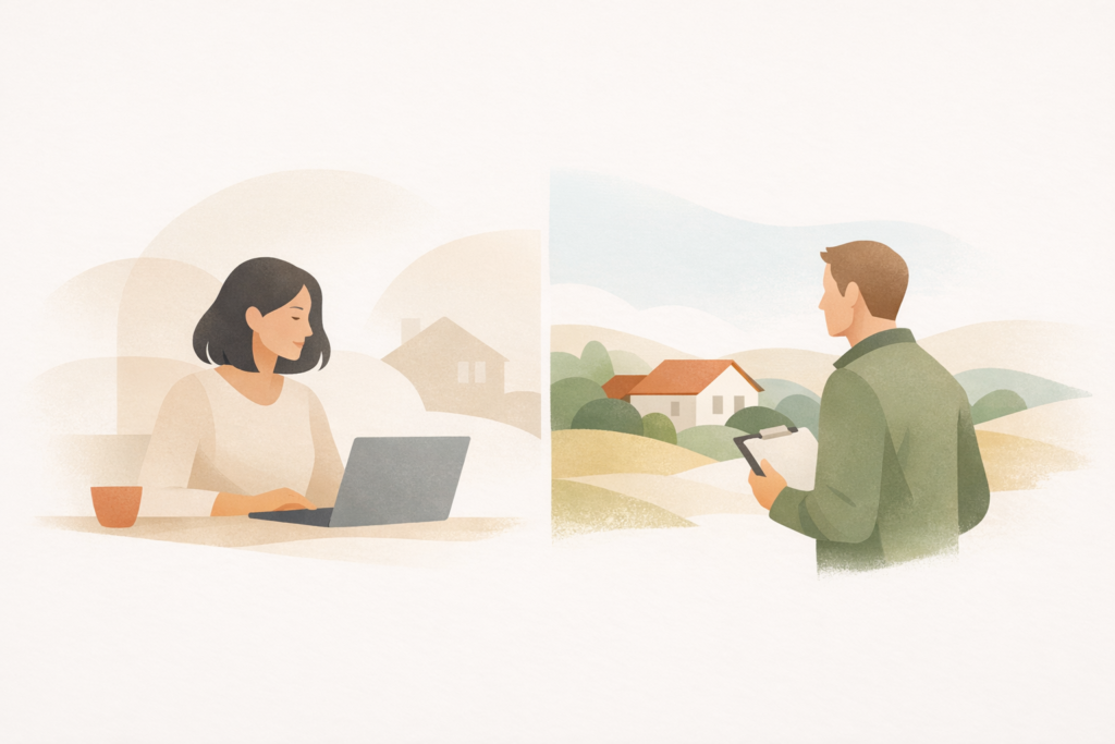 Découvrez les différences entre l'estimation immobilière en ligne et l'expertise terrain pour mieux valoriser votre bien.